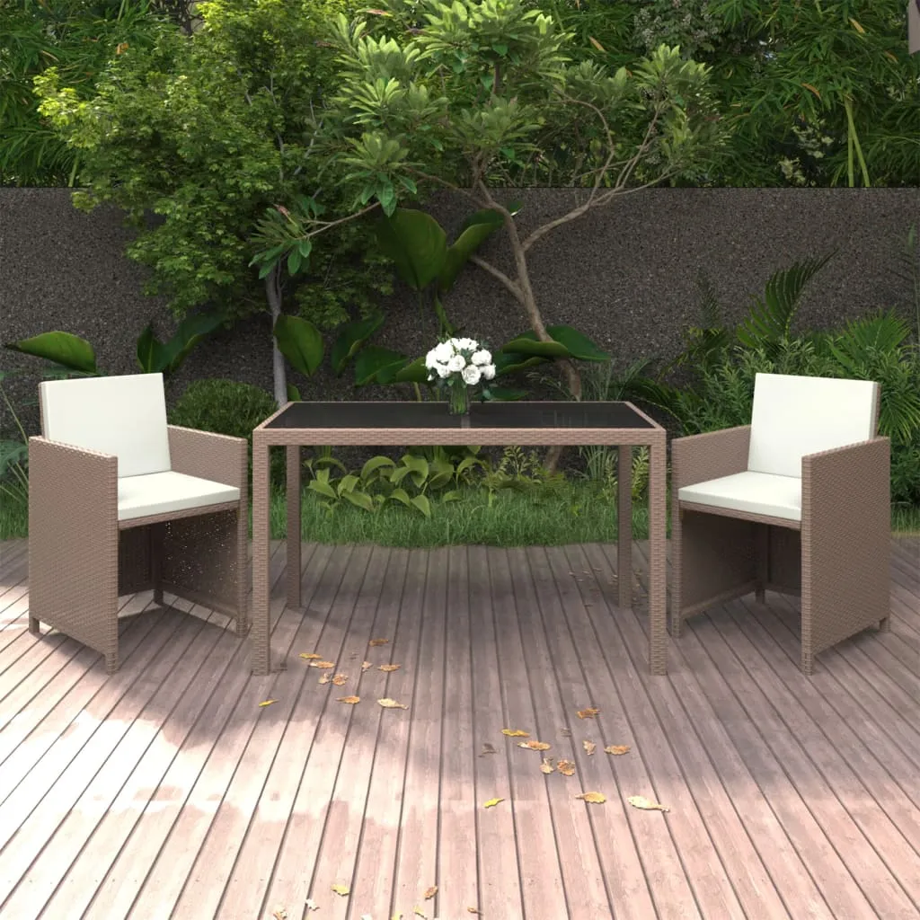 vidaXL Set da Pranzo da Giardino 3 pz con Cuscini in Polyrattan Beige