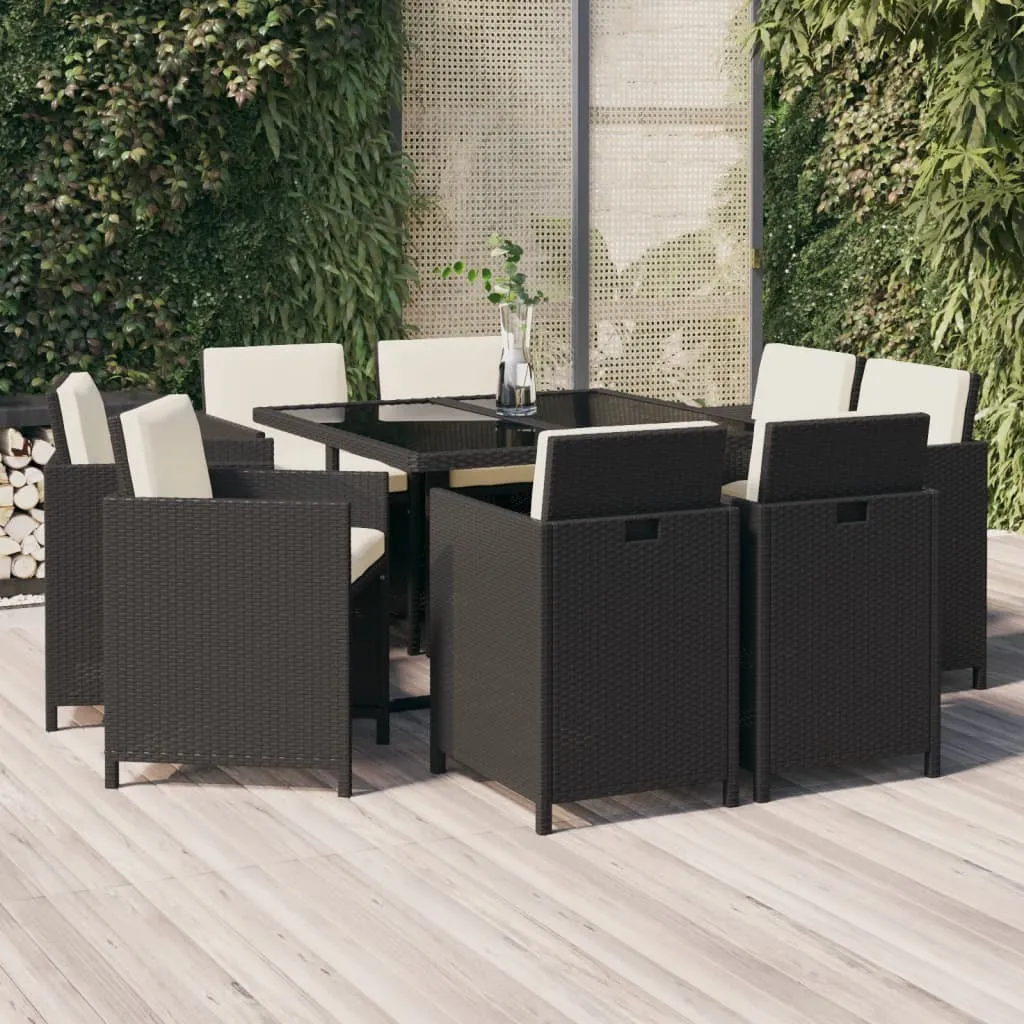 vidaXL Set da Pranzo per Giardino 5 pz con Cuscini in Polyrattan Nero