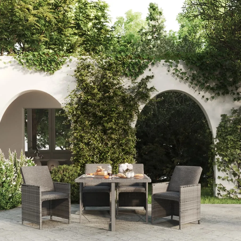 vidaXL Set da Pranzo per Giardino 5 pz con Cuscini Polyrattan Grigio