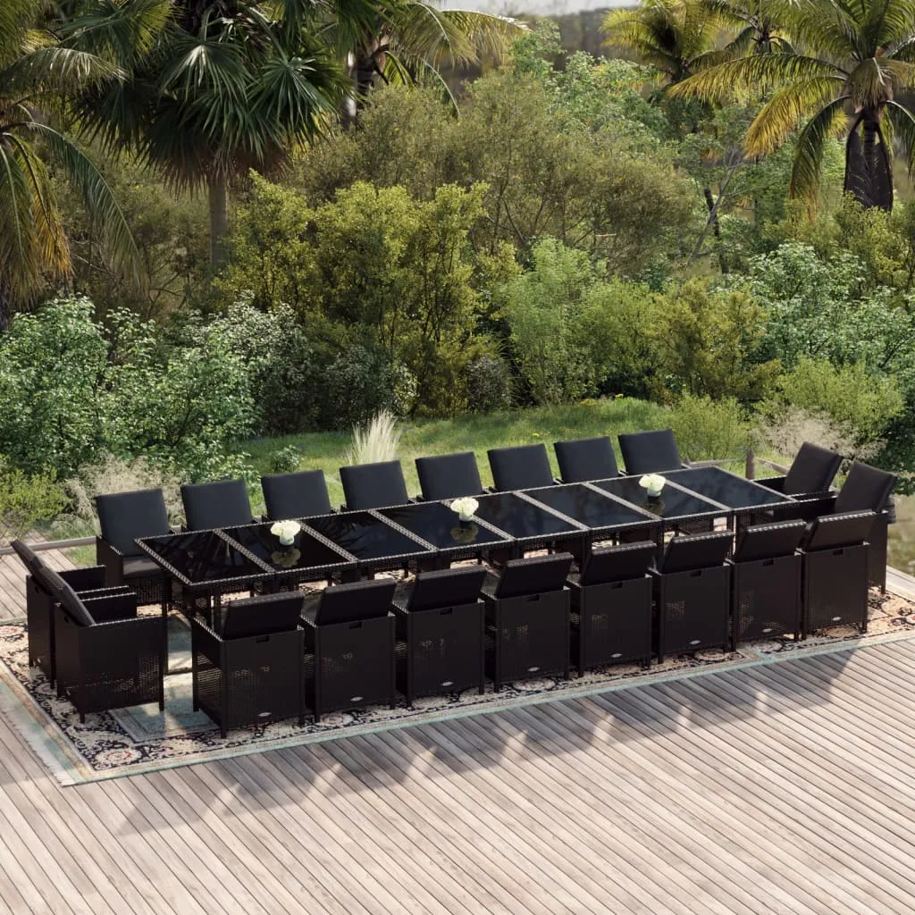 vidaXL Set da Pranzo da Giardino 21 pz con Cuscini in Polyrattan Nero