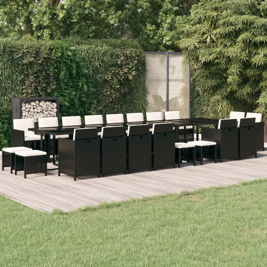 vidaXL Set da Pranzo da Giardino 21 pz con Cuscini in Polyrattan Nero