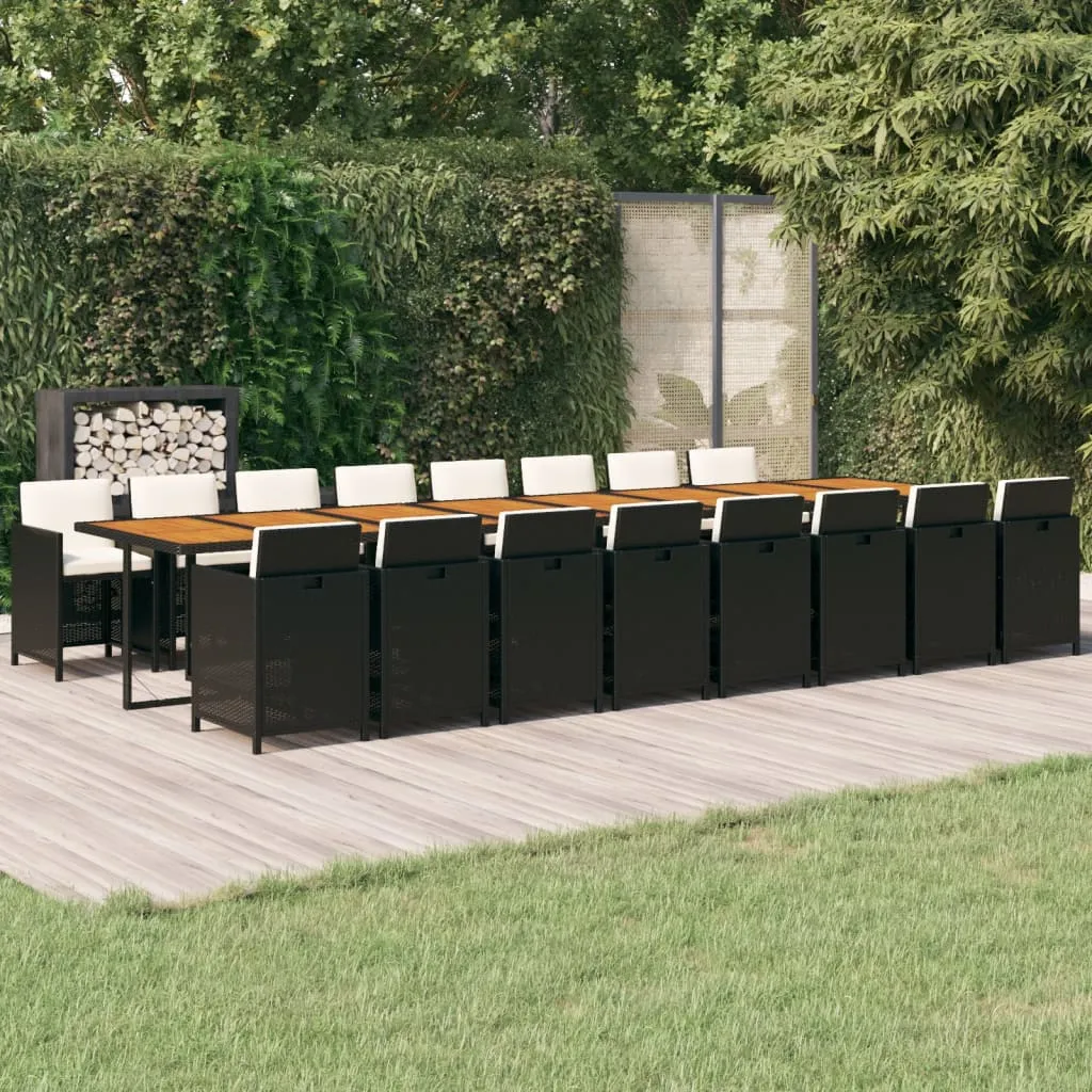 vidaXL Set da Pranzo da Giardino 17 pz con Cuscini in Polyrattan Nero