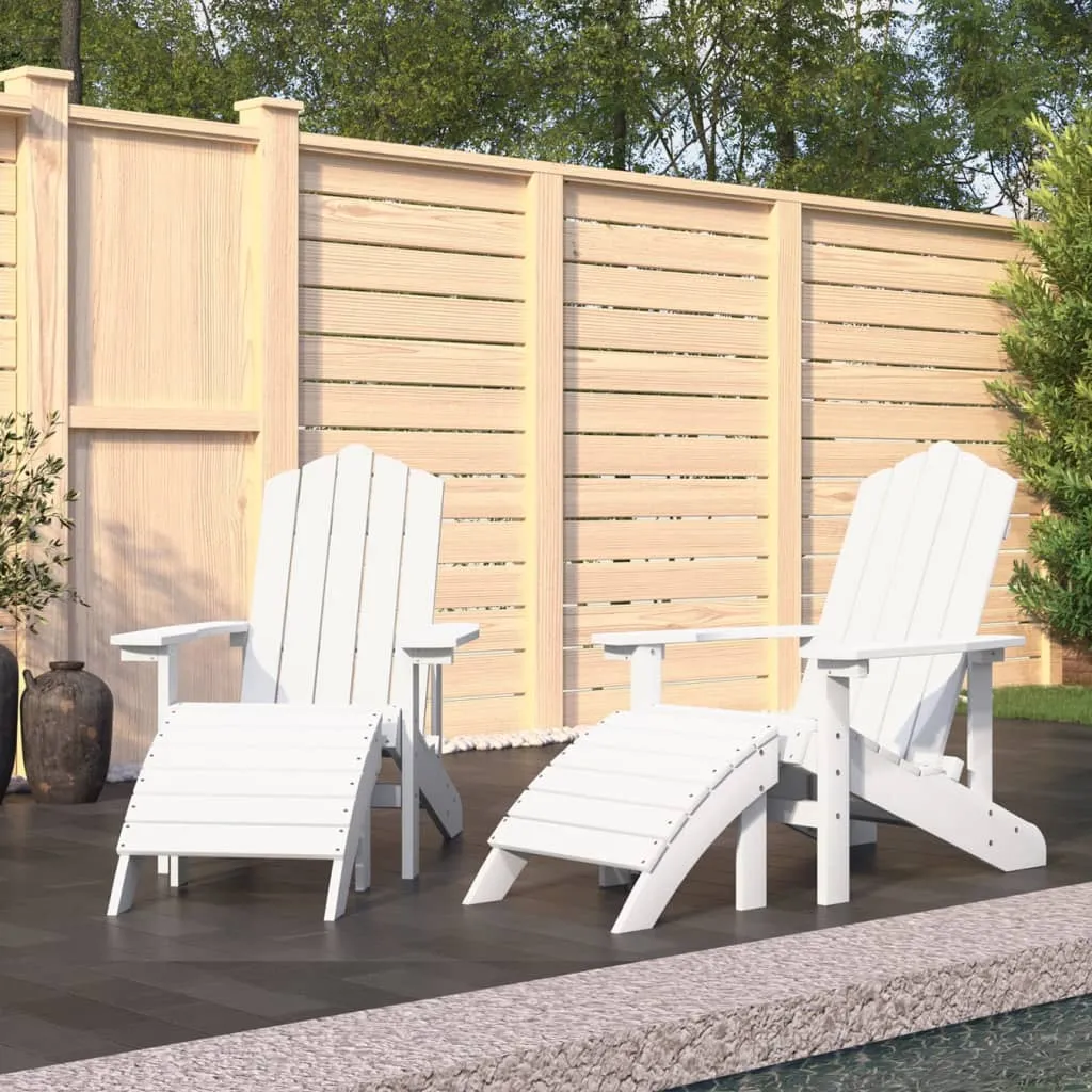 vidaXL Sedie da Giardino Adirondack 2 pz con Poggiapiedi HDPE Bianco