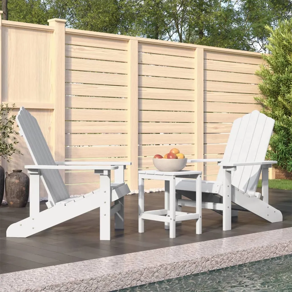 vidaXL Sedie da Giardino con Tavolo Adirondack in HDPE Bianco