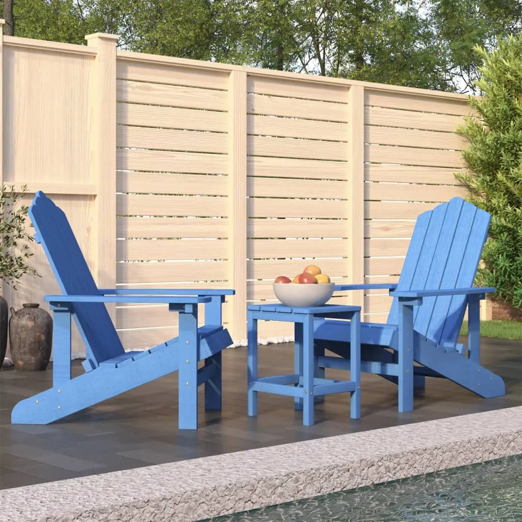 vidaXL Sedie da Giardino con Tavolo Adirondack in HDPE Blu Acqua