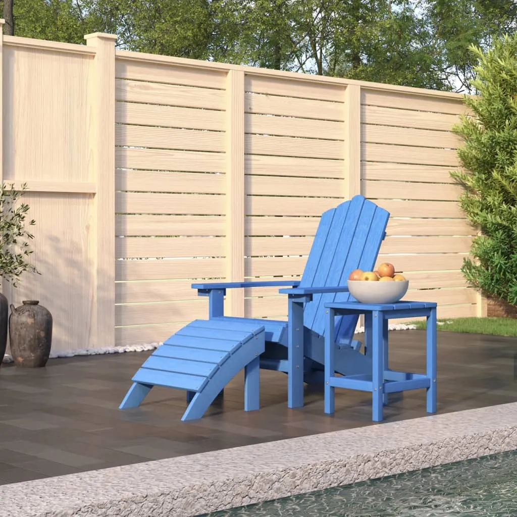 vidaXL Sedia Giardino Poggiapiedi e Tavolo Adirondack HDPE Blu Acqua