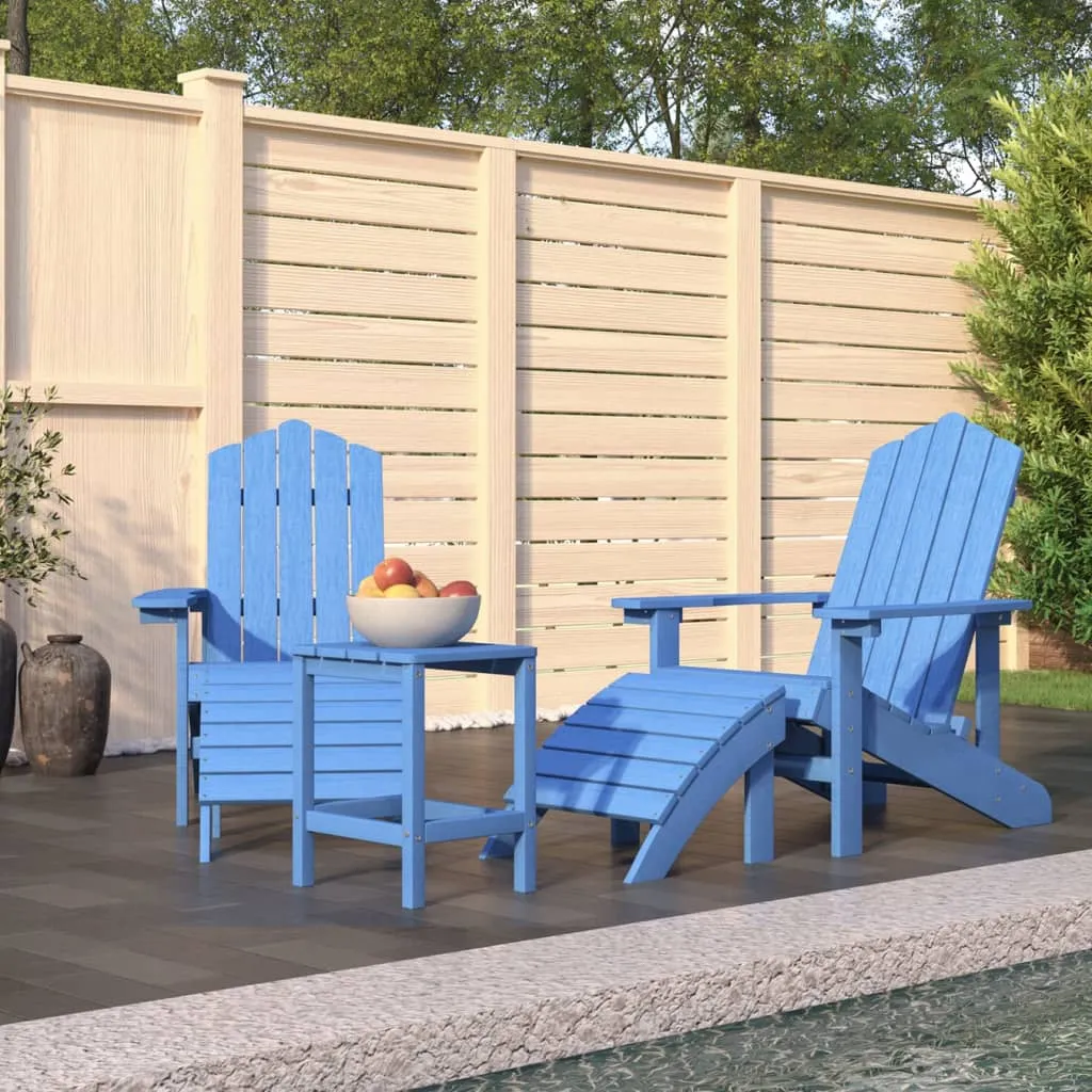 vidaXL Sedie Giardino Poggiapiedi e Tavolo Adirondack HDPE Blu Acqua