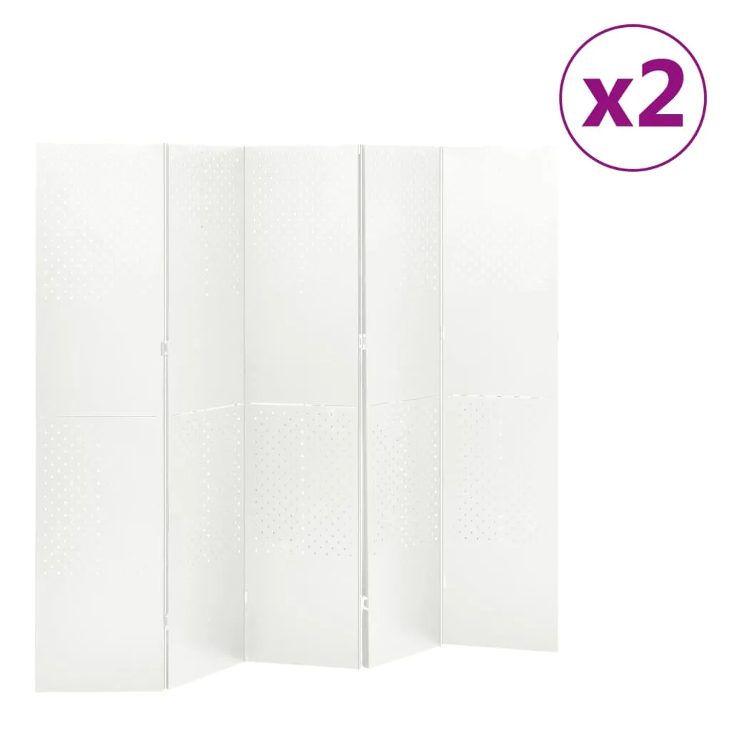 vidaXL Paravento a 5 Pannelli 2 pz Bianco 200x180 cm in Acciaio