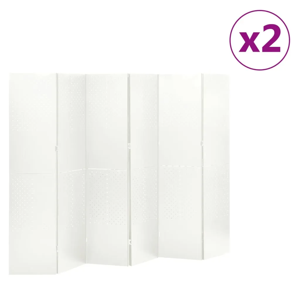 vidaXL Paravento a 6 Pannelli 2 pz Bianco 240x180 cm in Acciaio