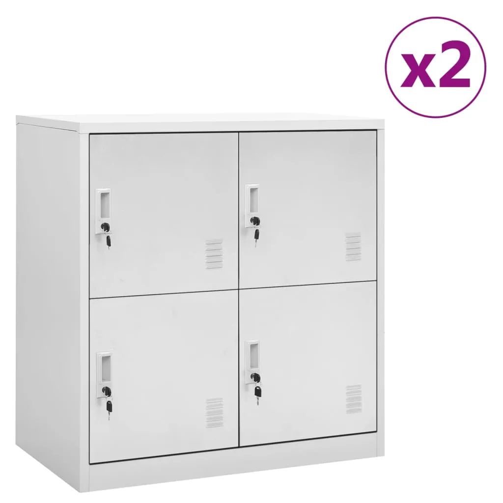 vidaXL Armadietti con Chiave 2 pz Grigio Chiaro 90x45x92,5 cm Acciaio