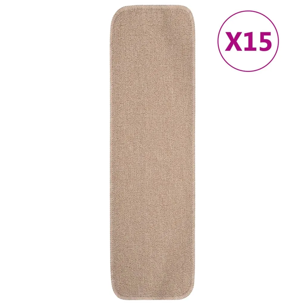 vidaXL Tappetini Scale Antiscivolo 15 pz 75x20 cm Beige Rettangolari