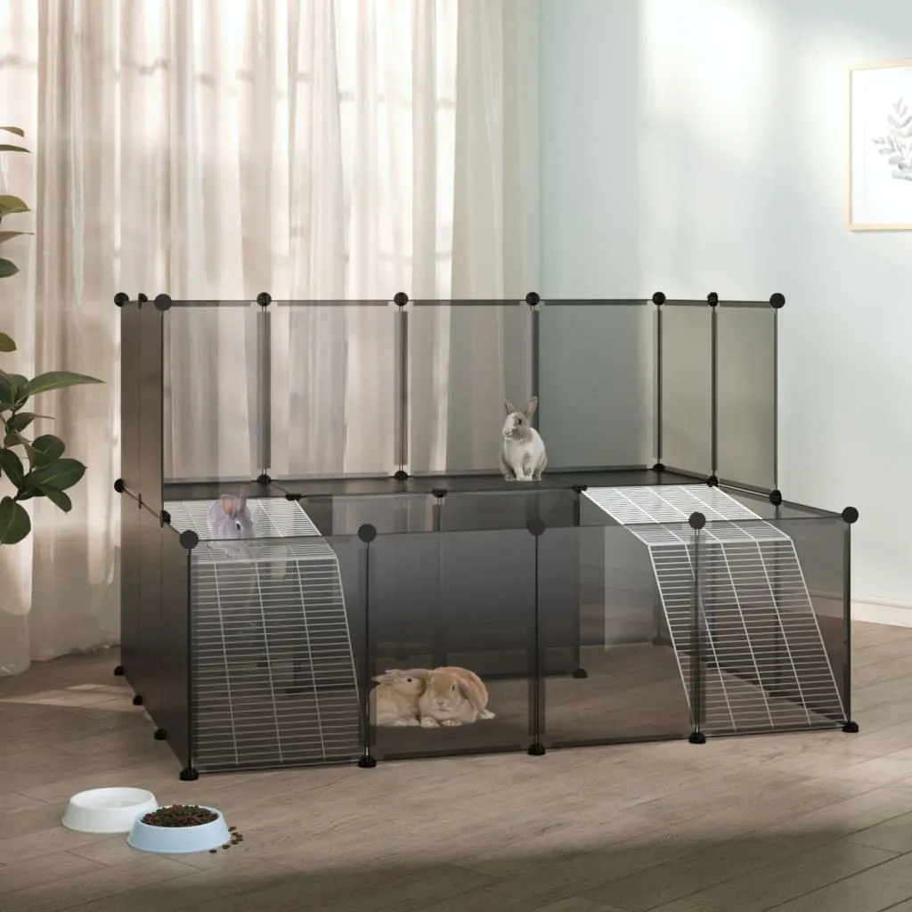 vidaXL Gabbia per Piccoli Animali Nera 143x107x93 cm in PP e Acciaio