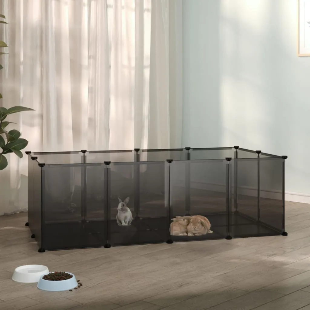 vidaXL Gabbia per Piccoli Animali Nera 144x74x46,5 cm in PP e Acciaio