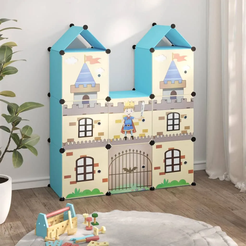 vidaXL Scaffale Portaoggetti per Bambini con 8 Cubi Blu in PP