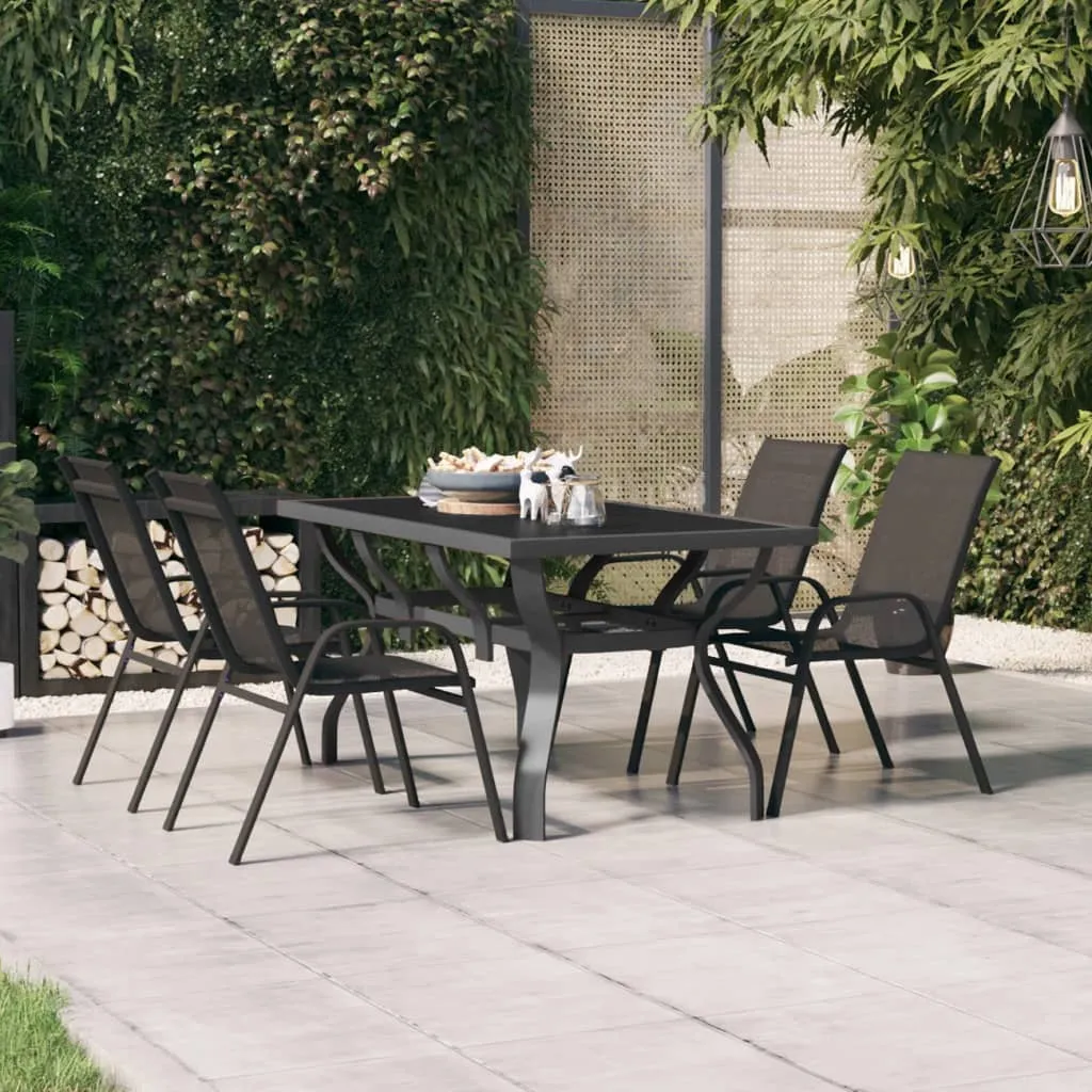 vidaXL Tavolo da Giardino Grigio e Nero 140x70x70cm in Acciaio e Vetro