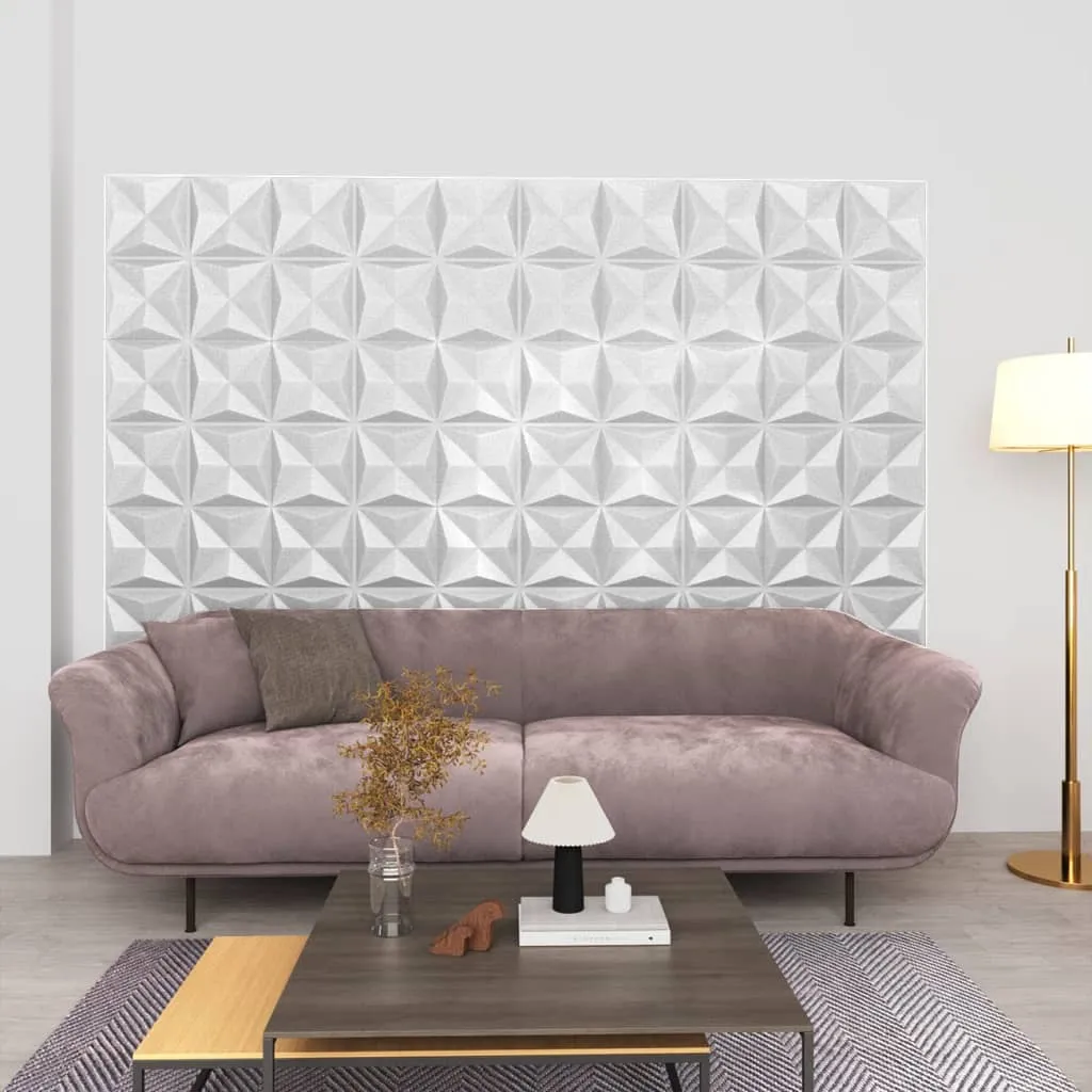 vidaXL Pannelli Murali 3D 24 pz 50x50 cm Origami Bianco 6 m²