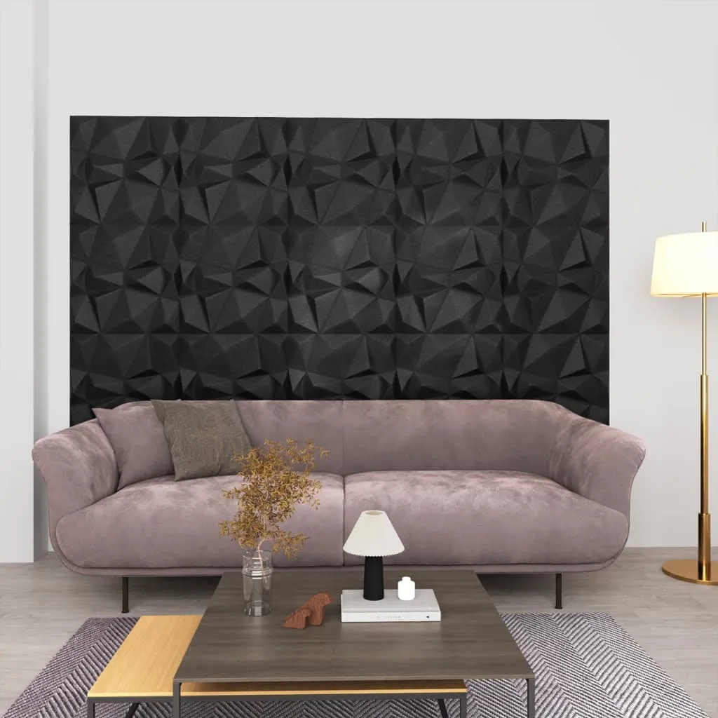 vidaXL Pannelli Murali 3D 24 pz 50x50 cm Neri a Diamante 6 m²