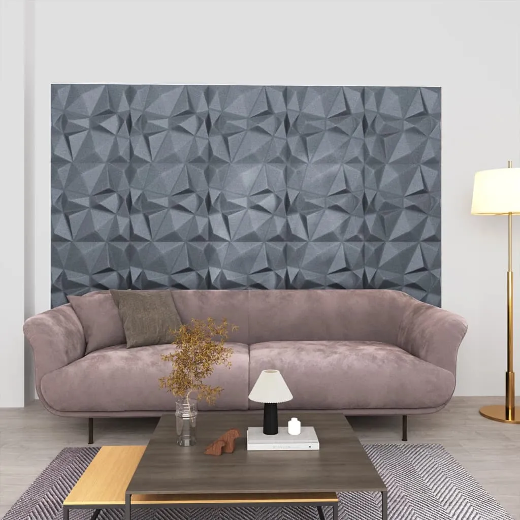 vidaXL Pannelli Murali 3D 24 pz 50x50 cm Grigi a Diamante 6 m²