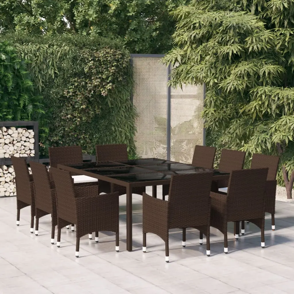 Set da Pranzo da Giardino 11 pz in Polyrattan Marrone