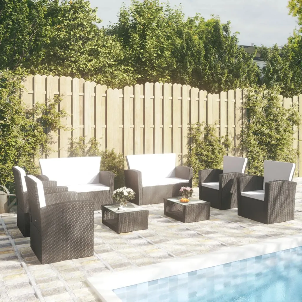 vidaXL Set Divani da Giardino 8 pz con Cuscini in Polyrattan Nero