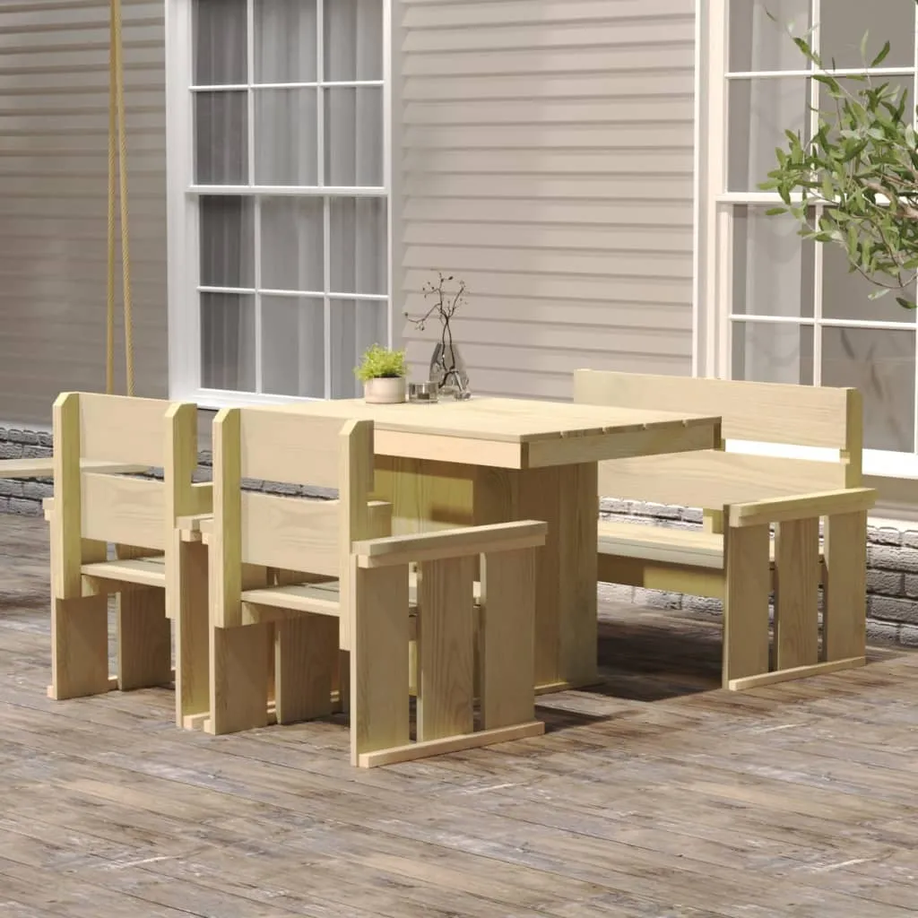 vidaXL Set da Pranzo da Giardino 4 pz in Legno di Pino Impregnato