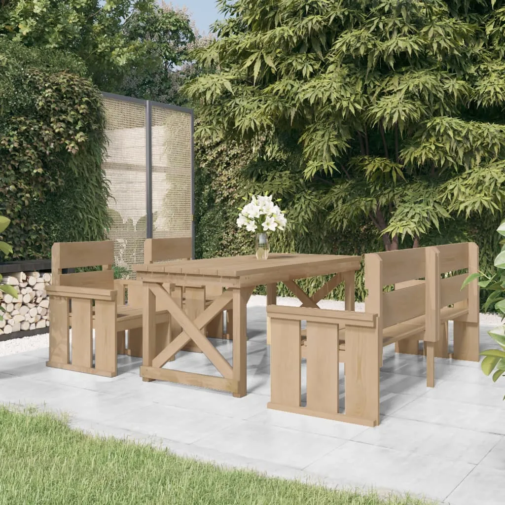 vidaXL Set da Pranzo per Giardino 4 pz in Legno di Pino Impregnato