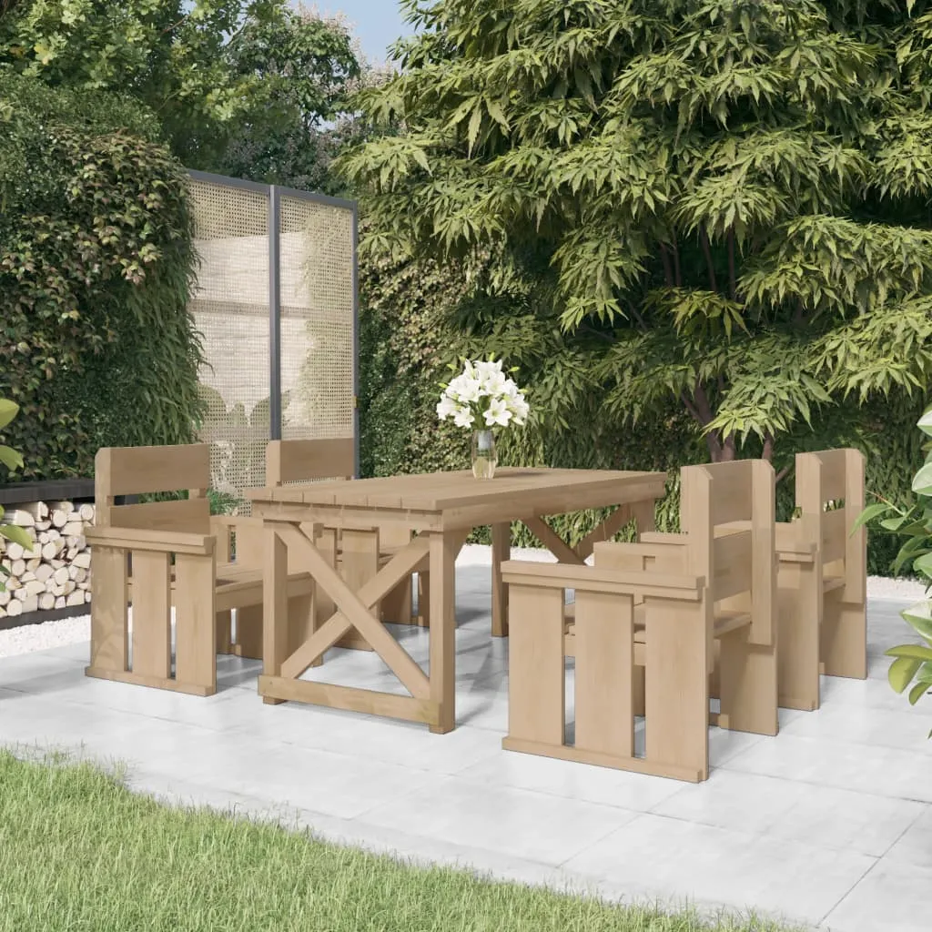 vidaXL Set da Pranzo per Giardino 5 pz in Legno di Pino Impregnato