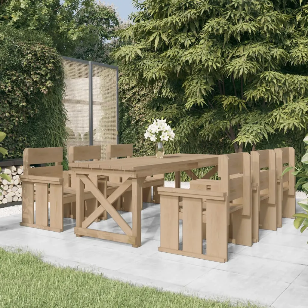 vidaXL Set da Pranzo per Giardino 7 pz in Legno di Pino Impregnato