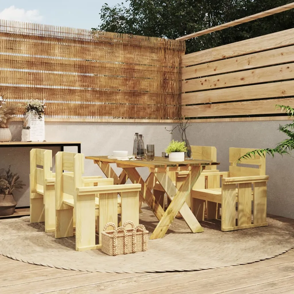 vidaXL Set da Pranzo da Giardino 5 pz in Legno di Pino Impregnato