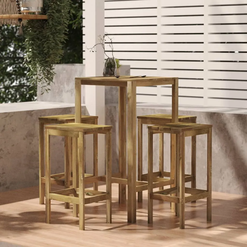 vidaXL Set Bistrò da Giardino 5 pz in Legno di Pino Impregnato