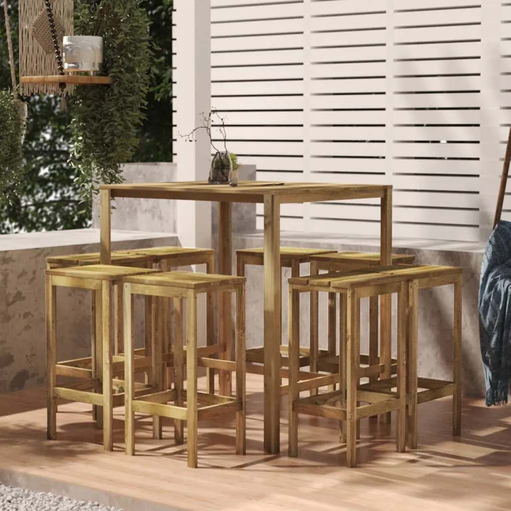 vidaXL Set Bistrò da Giardino 9 pz in Legno di Pino Impregnato