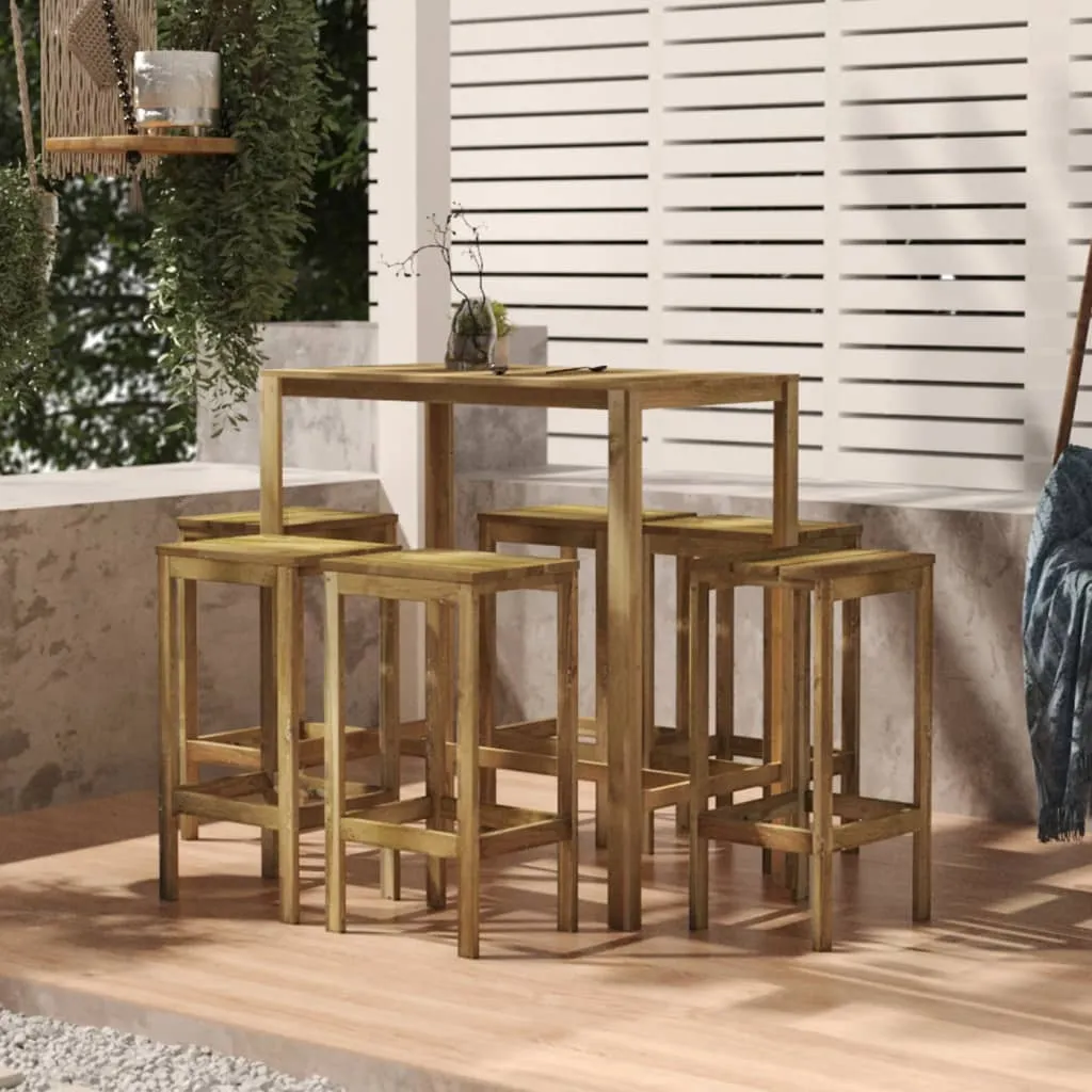 vidaXL Set Bistrò da Giardino 7 pz in Legno di Pino Impregnato