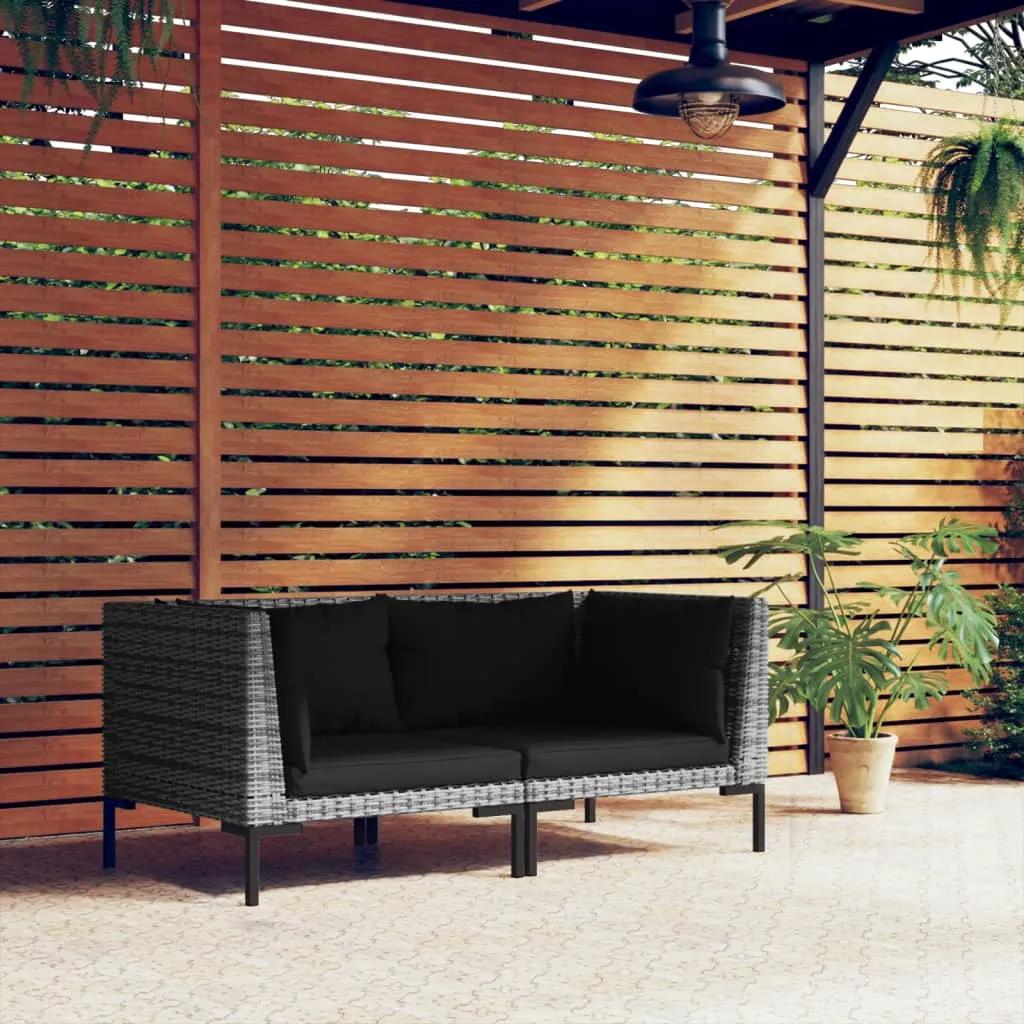 vidaXL Divani da Giardino 2pz con Cuscini in Polyrattan Mezzo Tondo