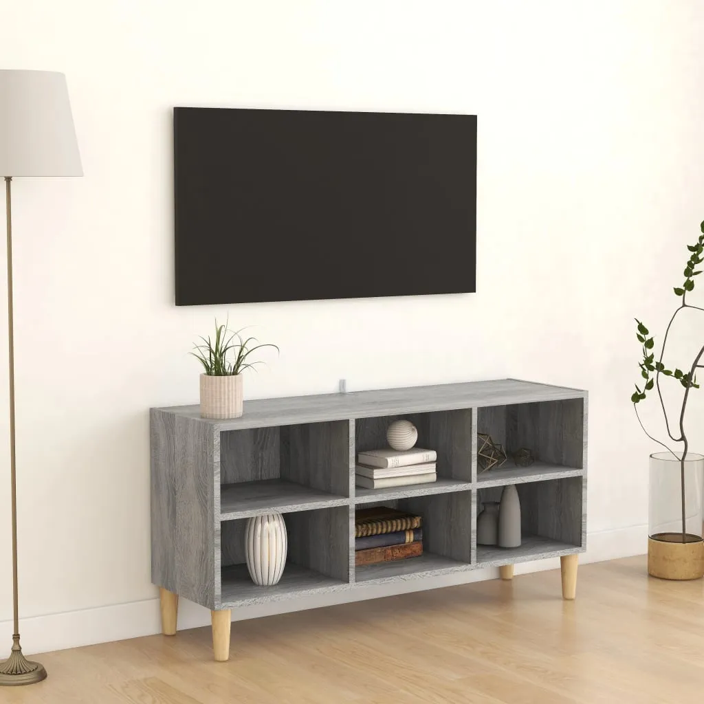 vidaXL Mobile TV Gambe in Legno Massello Grigio Sonoma 103,5x30x50 cm