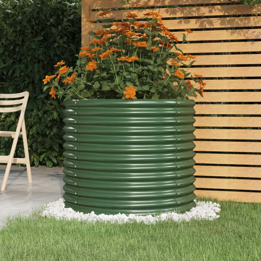 vidaXL Vaso da Giardino Acciaio Verniciato a Polvere 80x80x68 cm Verde