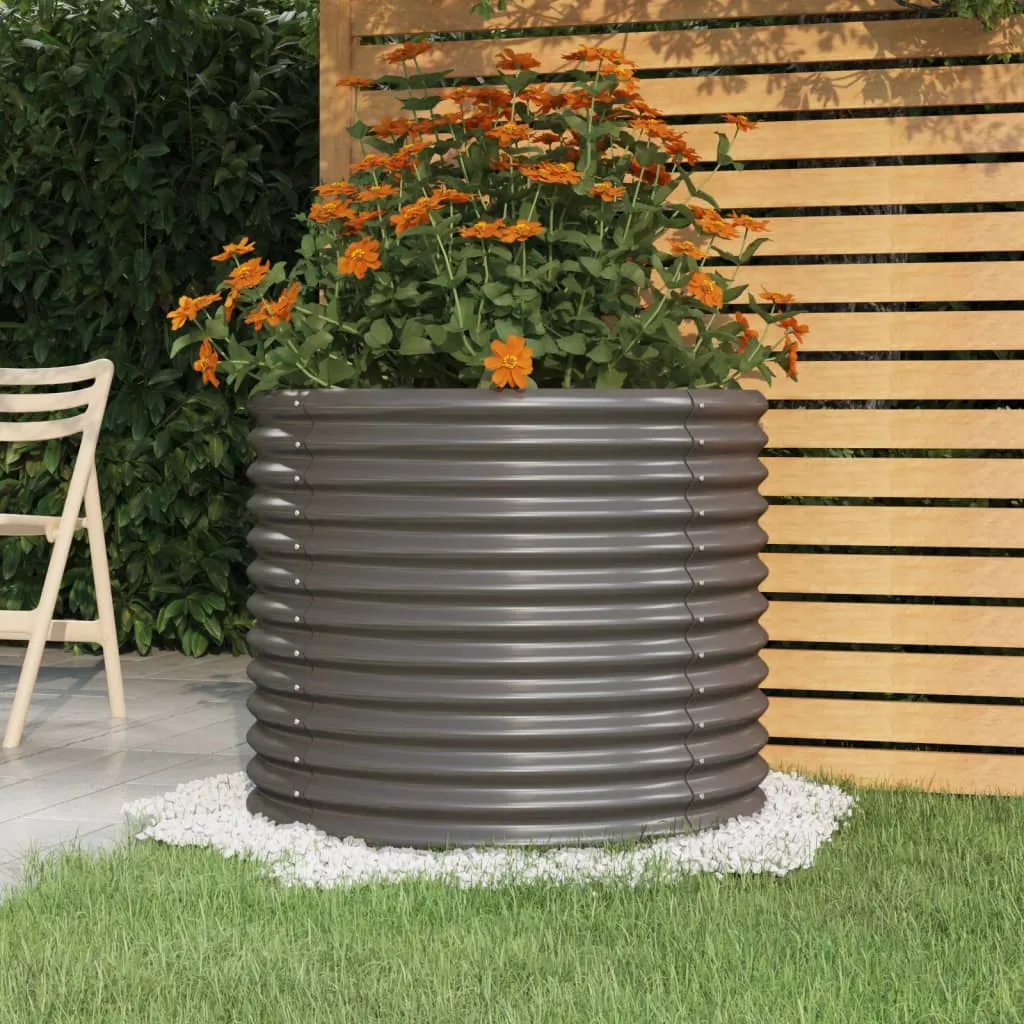 vidaXL Vaso da Giardino Acciaio Verniciato a Polvere 80x80x68cm Grigio