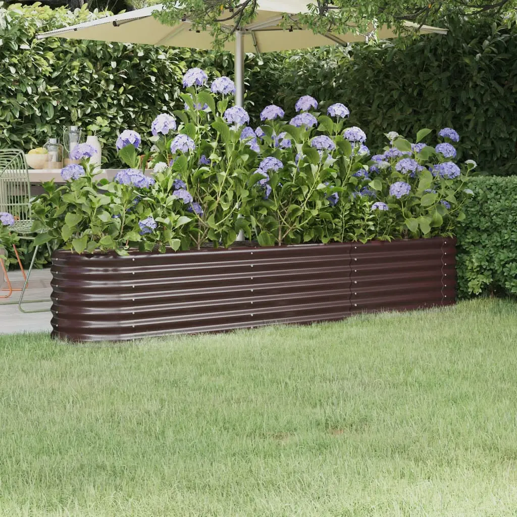 Letto Giardino Acciaio Verniciato a Polvere 224x40x36cm Marrone