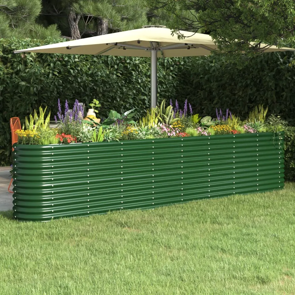 vidaXL Letto Giardino Acciaio Verniciato a Polvere 332x40x68 cm Verde