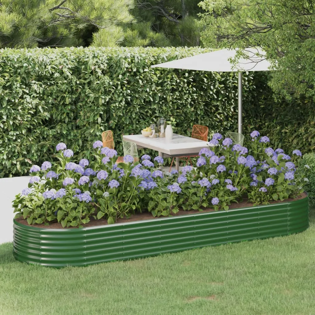 vidaXL Letto Giardino Acciaio Verniciato a Polvere 322x100x36 cm Verde