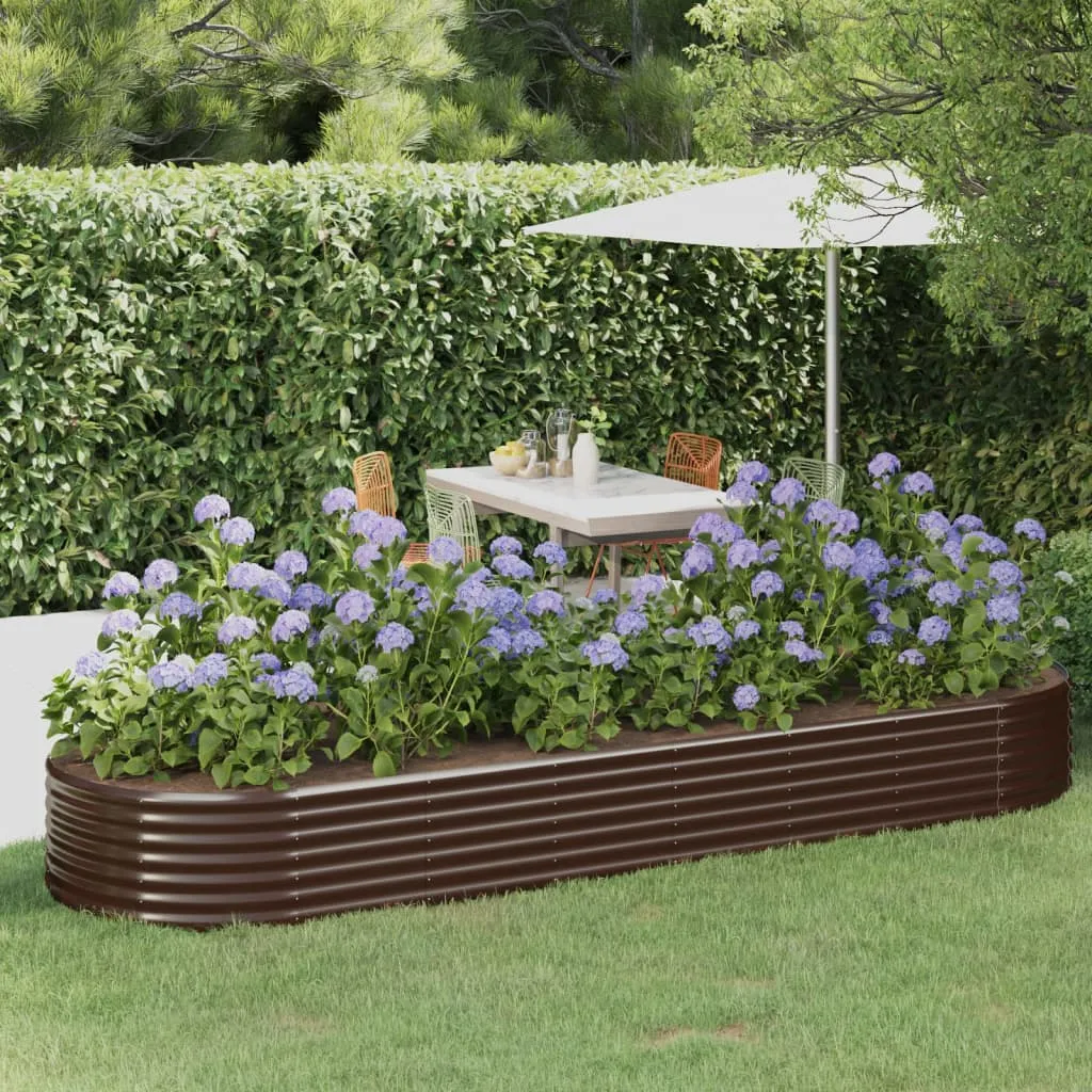 vidaXL Letto Giardino Acciaio Verniciato Polvere 322x100x36 cm Marrone