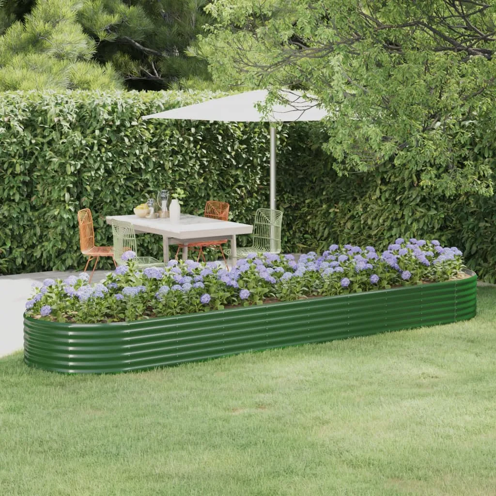 vidaXL Letto Giardino Acciaio Verniciato a Polvere 396x100x36 cm Verde