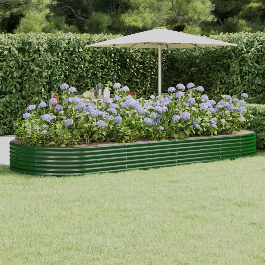 vidaXL Letto Giardino Acciaio Verniciato a Polvere 373x140x36 cm Verde