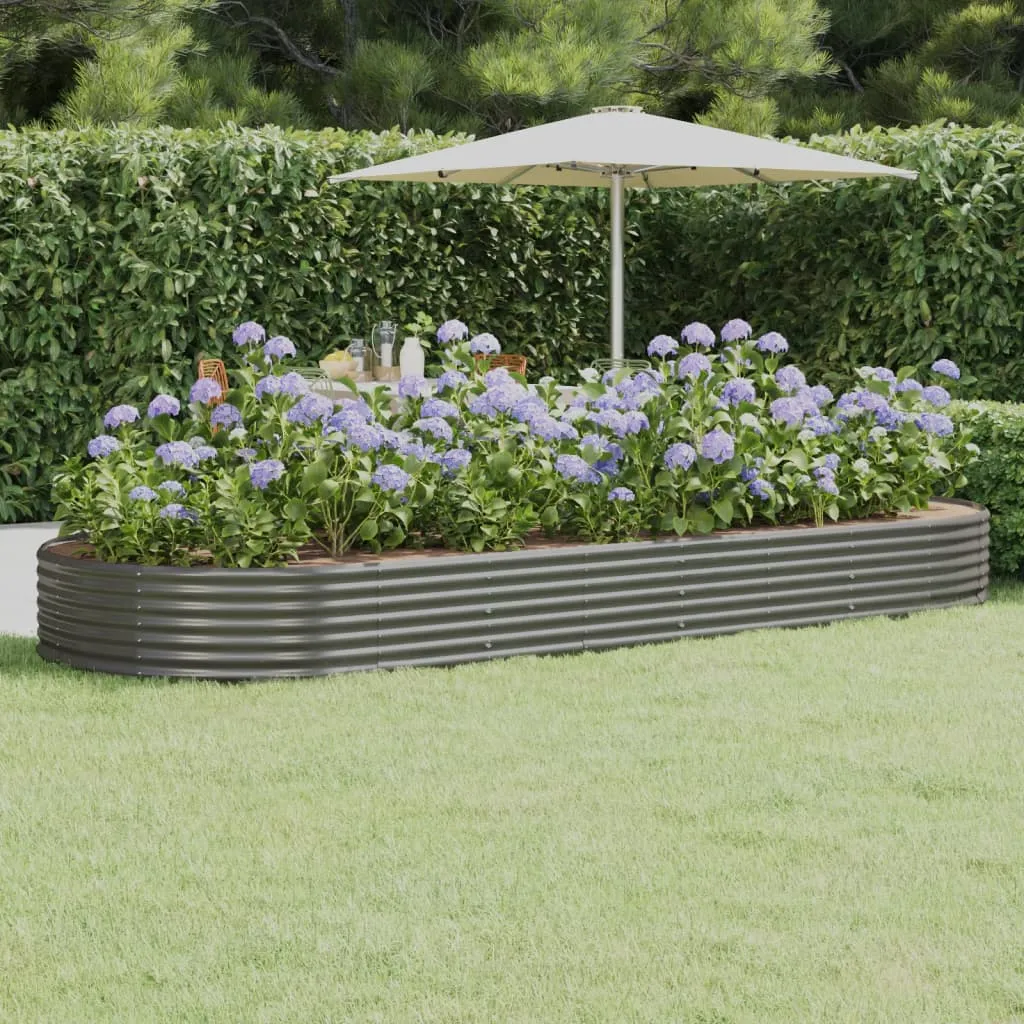 vidaXL Letto Giardino Acciaio Verniciato a Polvere 373x140x36cm Grigio