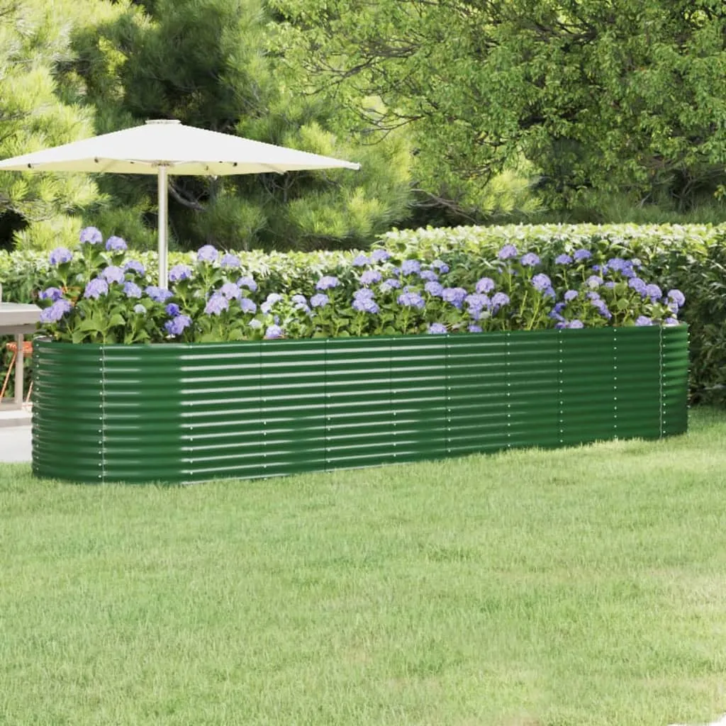 vidaXL Letto Giardino Acciaio Verniciato a Polvere 396x100x68 cm Verde