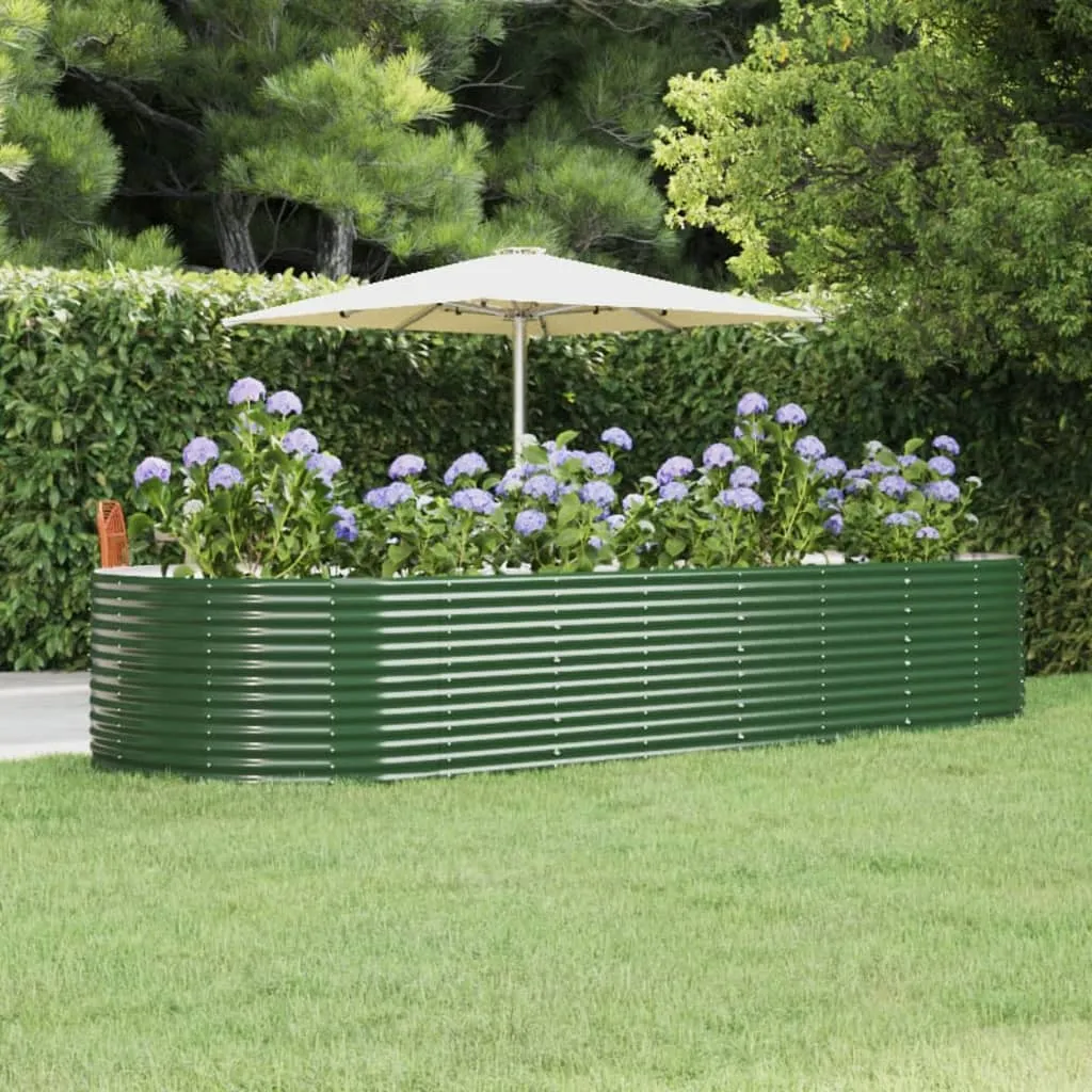 vidaXL Letto Giardino Acciaio Verniciato Polvere 367x140x68 cm Verde