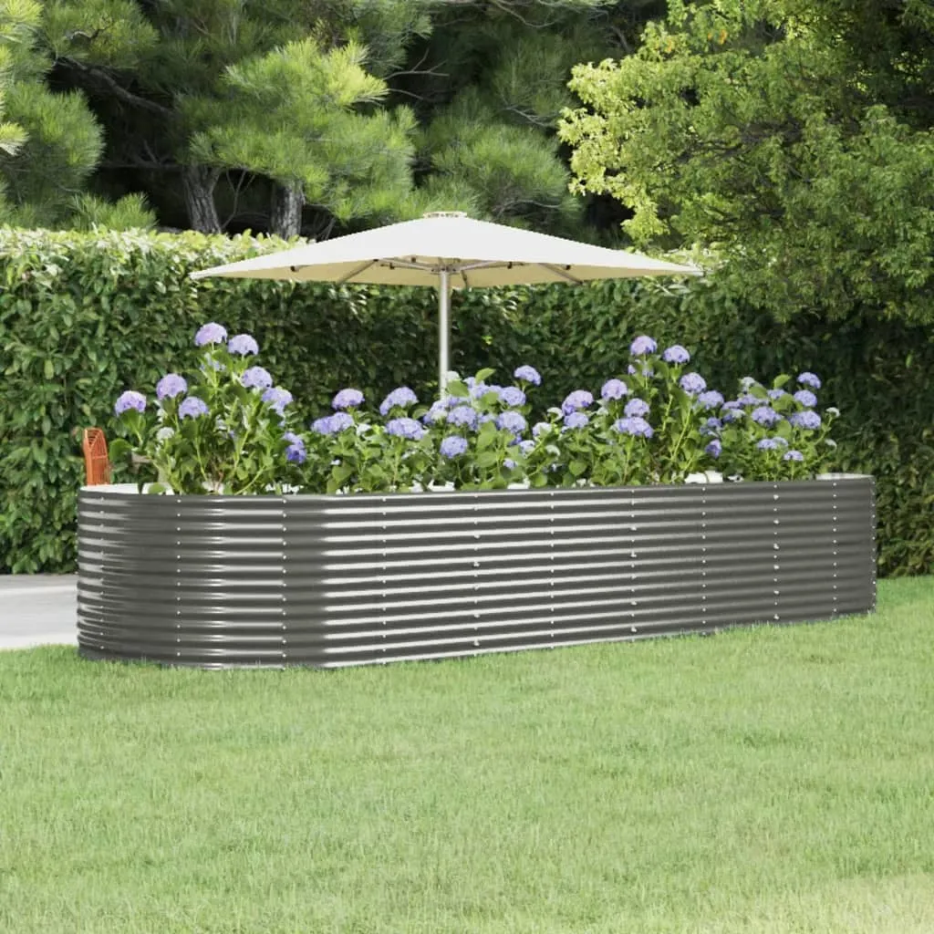 vidaXL Letto Giardino Acciaio Verniciato Polvere 367x140x68 cm Grigio