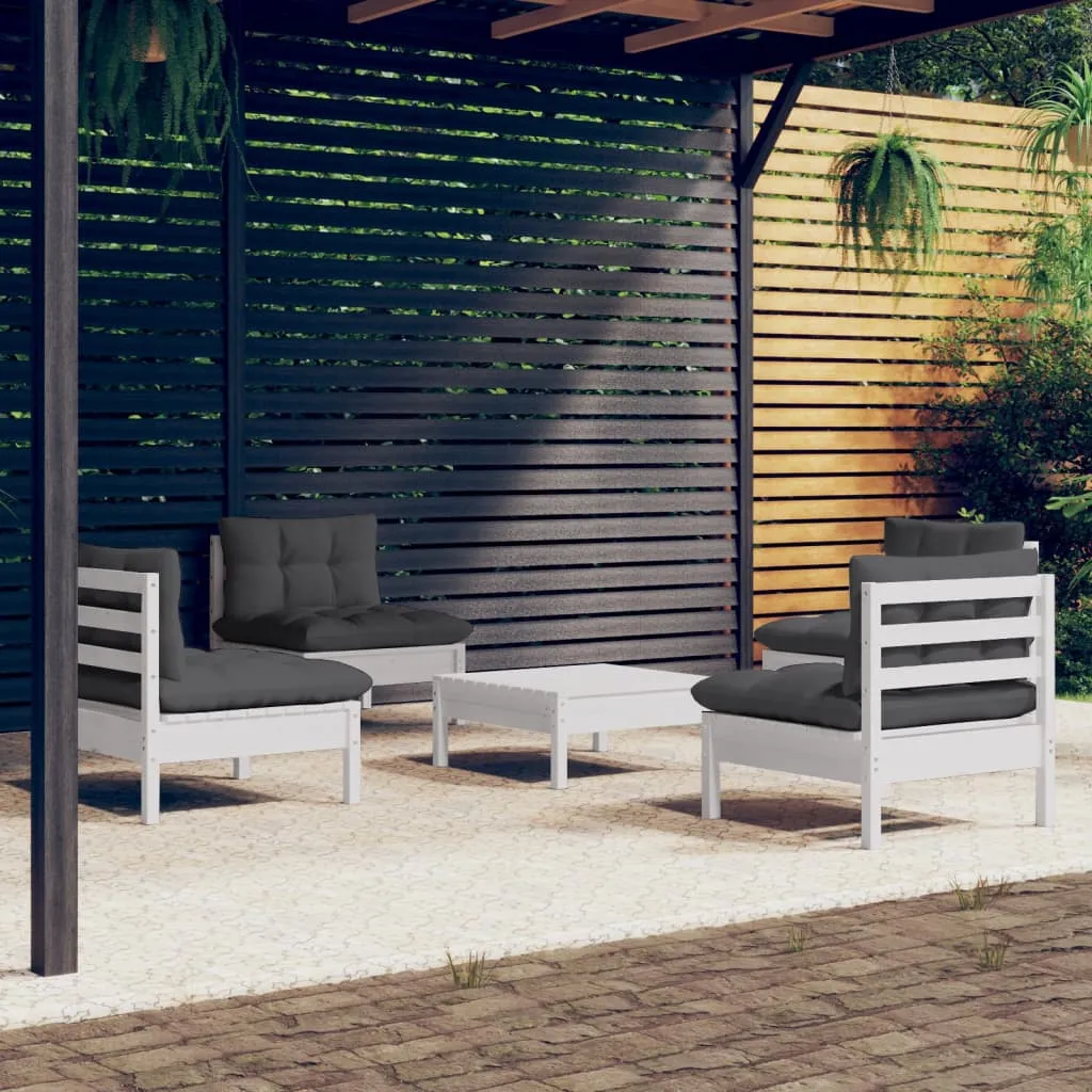 vidaXL Set Divani da Giardino 5 pz con Cuscini Antracite Legno di Pino