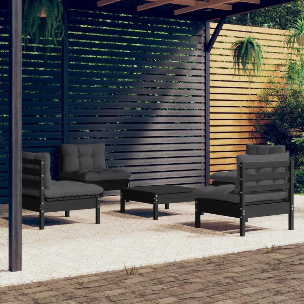 vidaXL Set Divani da Giardino 5 pz con Cuscini Antracite Legno di Pino