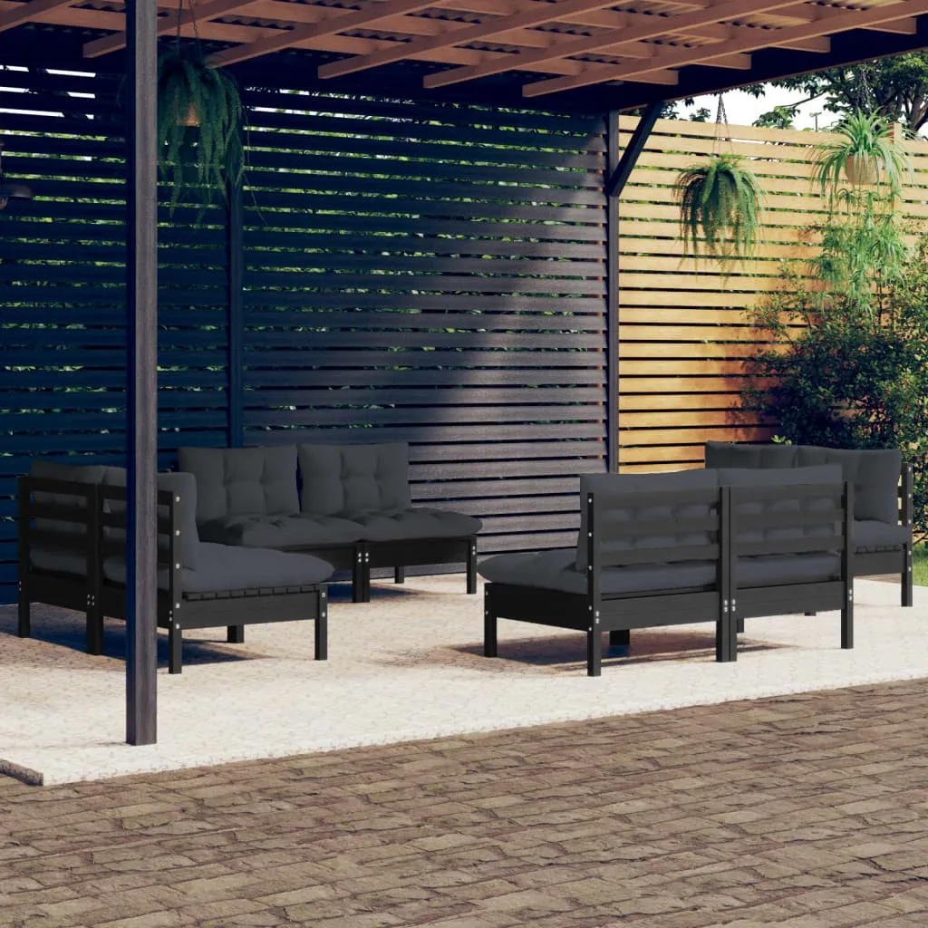 vidaXL Set Divani da Giardino 8 pz con Cuscini Antracite Legno di Pino