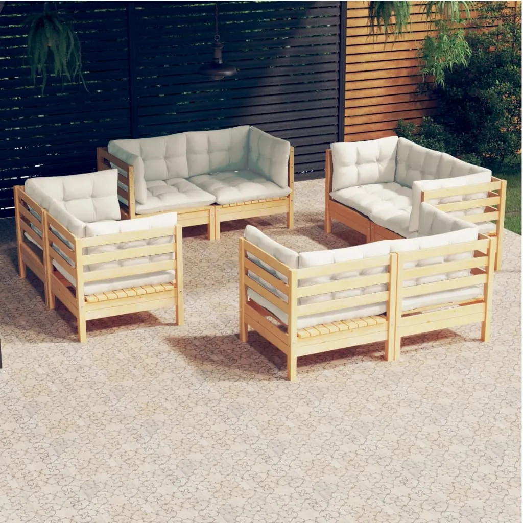 vidaXL Set Divani da Giardino 8 pz con Cuscini Crema Massello di Pino